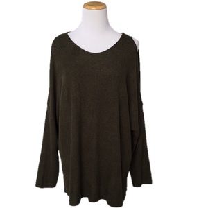 Heart & Hips Drop Sleeve Cold Shoulder Sweater